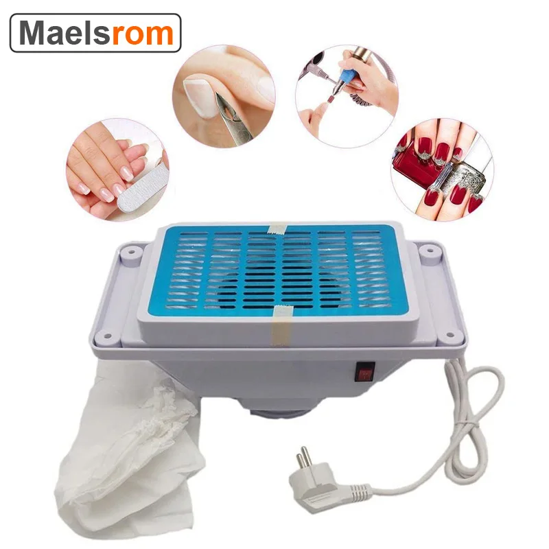 Nail Staubsauger Table Fans Suction Dust Collector Machine Vacuum Cleaner Salon Manicure Pedicure Nail Art Tools with 2 Bags