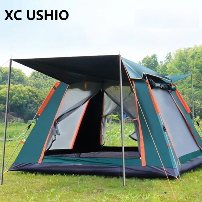 3-4 Person Fully Automatic Double Layer Waterproof Hiking Camping Tent Easy Setup Pop Up Self Outdoor Large Family Gazebo Tent