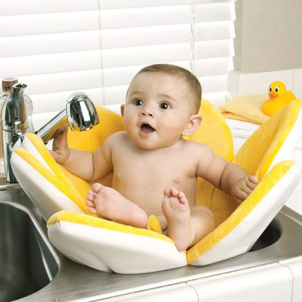 

80cm Newborn Baby Bathtub Foldable Blooming Bath Flower Bath Tub for Baby Blooming Sink Bath For Play Bath Sunflower Cushion mat