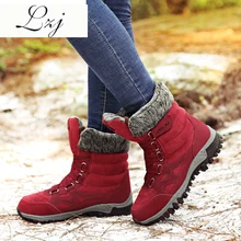 LZJ/ г. Новые женские ботинки зимние сапоги из замши высокого качества женские теплые водонепроницаемые зимние сапоги Botas Mujer 35-42
