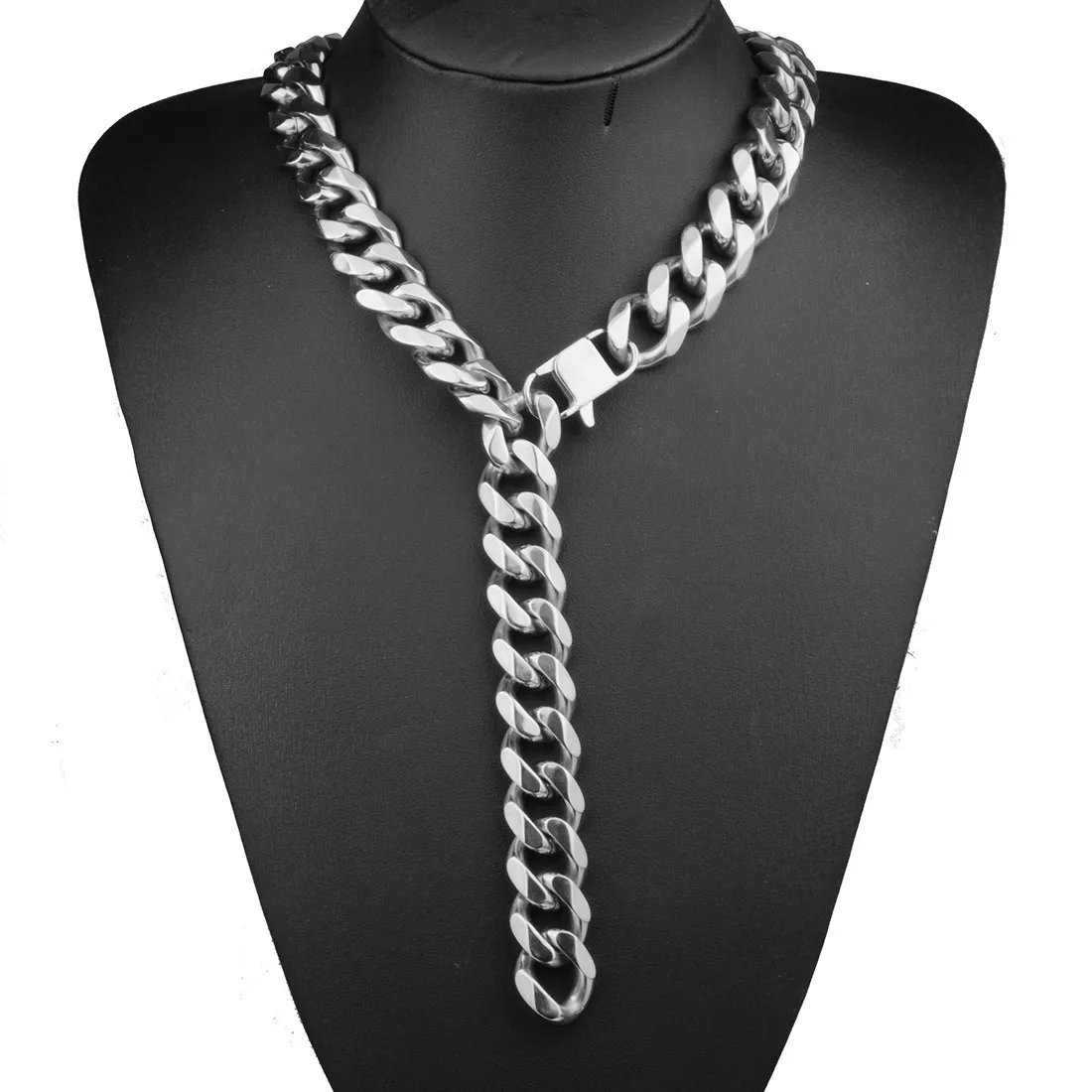 

17MM High Quality Stainless Steel Cool Silver Cuban Curb Link Chain Men's Women's Necklace Or Bracelet Jewelry Gift 7-40inch