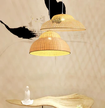 

HAIXIANG LED Weaving Bamboo Chandelier Lamp Handmade Lighting Dining Room Ceiling Light Ceiling Fixtures