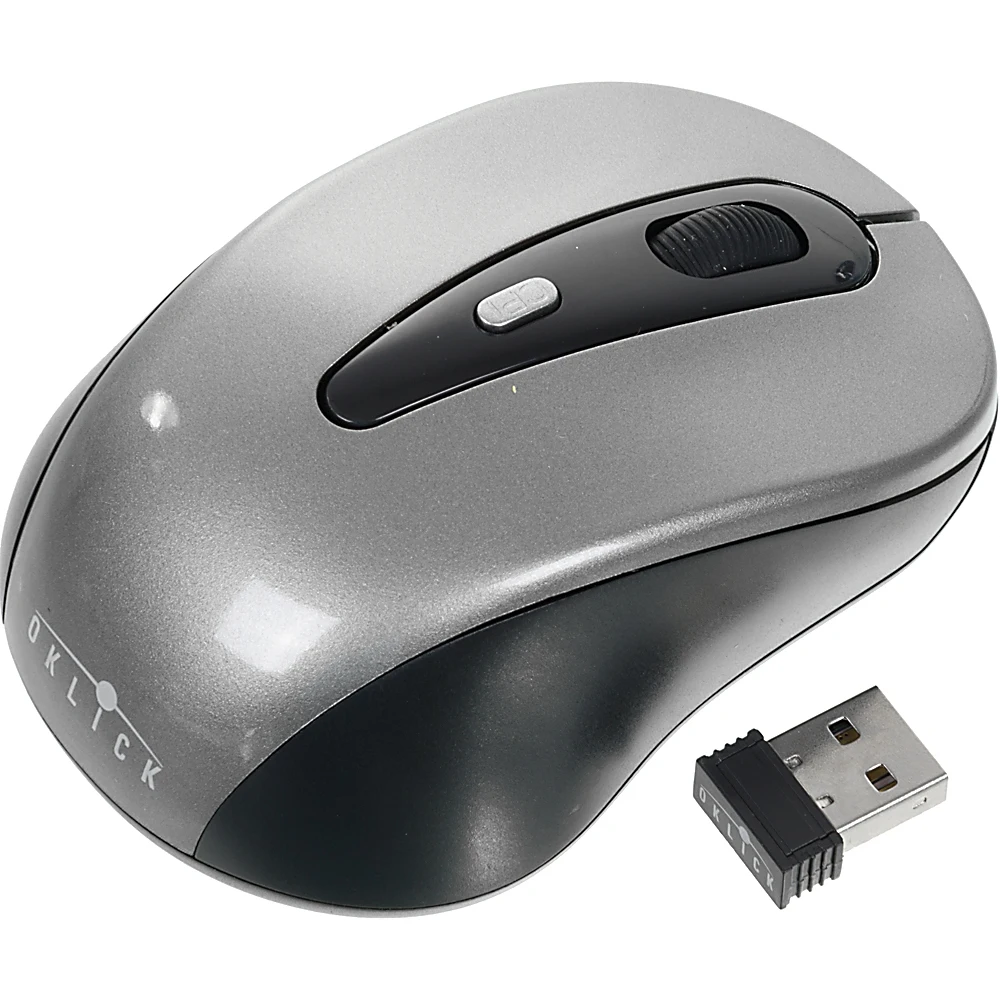 Мышь OKLICK 435MW, беспроводная, USB, серый и черный