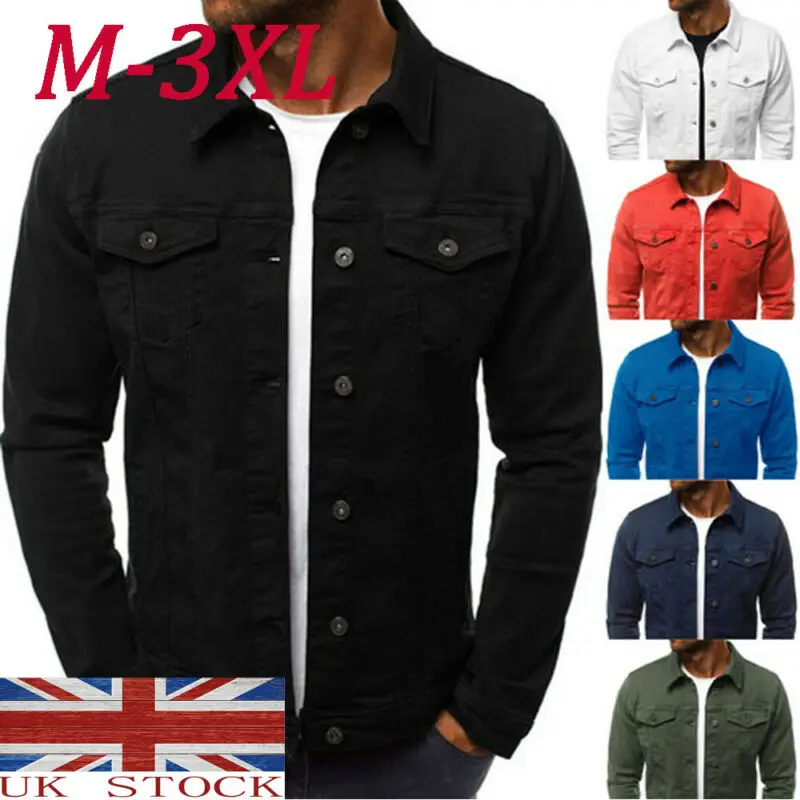 

Fashion Men‘s Denim Jeans Jacket Short Slim Fit Classic Retro Vintage Black Blue Washed Autumn Outwear Plus Size M-3XL