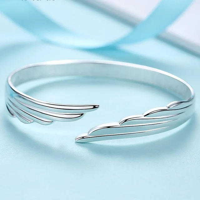 Buy Silver Lucky Angel Wing Feather Open Cuff Bracelet Bangle Online in  India - Etsy