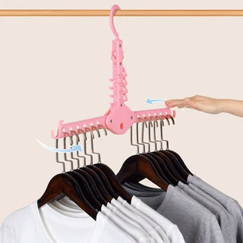 

Magic Hanger Clothes Hanger Folding Telescopic Hook Coat Rack Multifunctional Clothes Hanger - Pink