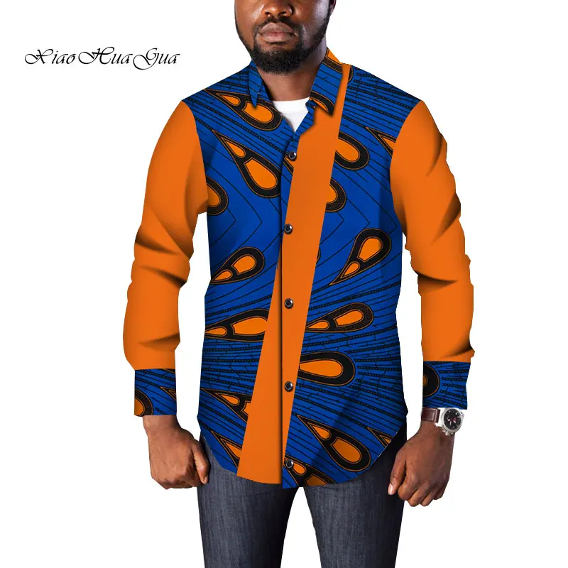 9 Traditional Mens African Clothing Men Shirts Long Sleeve Dashiki Men African Print Shirt Plus Size Mens Clothing 6XL WYN965 - Цвет: 9