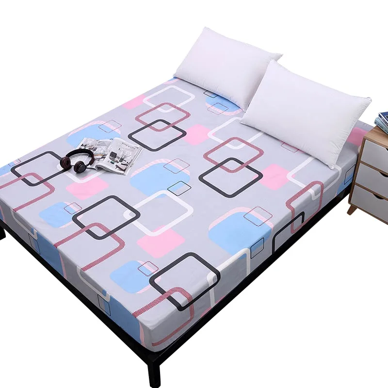 Simplicity Pure Pattern Printing Brushed Fitted Sheet Mattress Cover With Elastic Band Soft Bedding