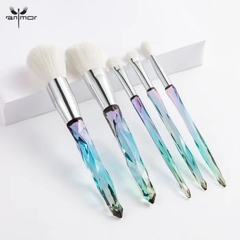 

Anmor 5Pcs Makeup Brushes Set Professional Soft Synthetic Hair Foundation Contour Eyeshadow Blending Crystal Make Up Brush