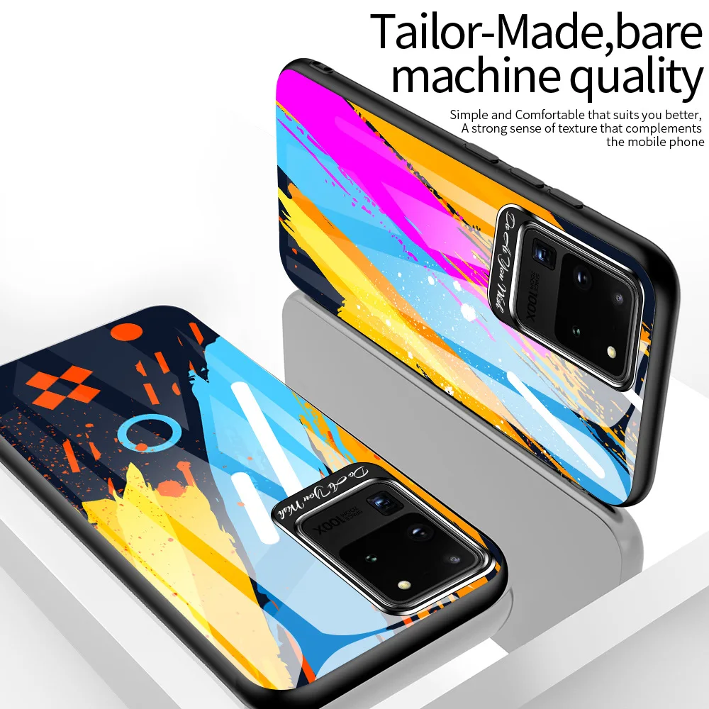 Цветной защитный чехол из закаленного стекла для Samsung Galaxy S20 Ultra Plus S10 S10e A51 A71 A50 A70