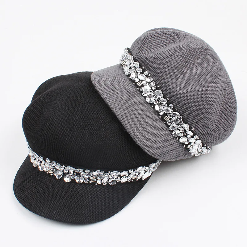 Newsboy Кепка Женская Весенняя Корейская дикая британская ретро мода алмаз восьмиугольная кепка берет Кепка