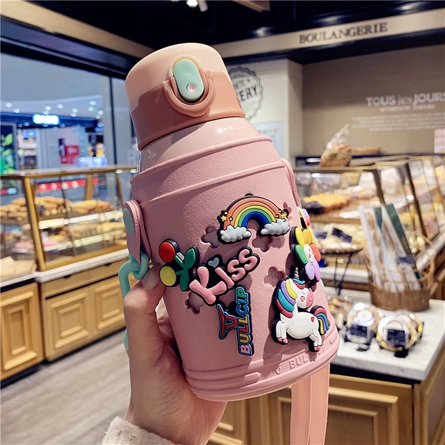 550ml 1 Cup With 2 Covers Children's Thermos Children's Portable Cute  Cartoon 316 Stainless Steel Water Bottle With Straw Children's School Water  Cup