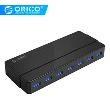ORICO H7928-U3 7 Порты и разъёмы USB3.0 Настольный концентратор, украшенное мозаикой из драгоценных камней, 12V Мощность адаптер USB 3,0 концентратор