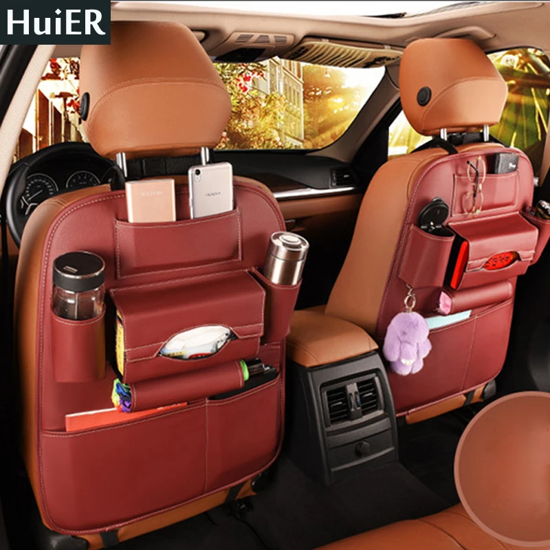 Сумка для хранения на заднее сиденье HuiER 1 шт. Высококачественная кожаная сумка
