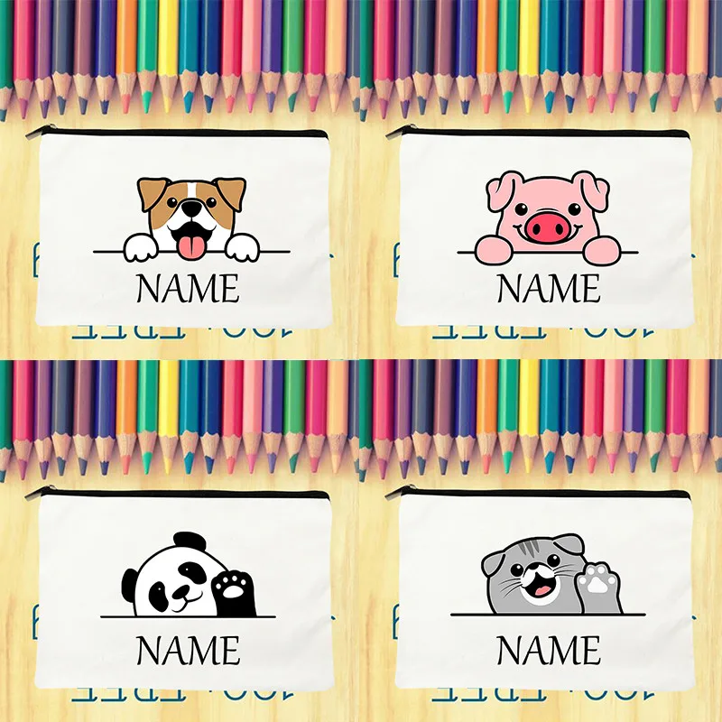 Personal Custom DIY Name Animal Makeup Bags Travel Women Cosmetic Case Toiletries Organizer Lady Make Up Pencil Bag Gifts | Дом и сад
