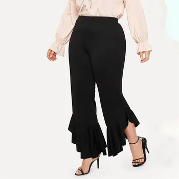 

Women's pants широкие брюки женские Autumn And Winter Plus Size High Waist Slim Trousers Ruffled wide leg pants sweatpants #3/57