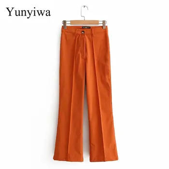 

2020 New Women Stylish Solid Color Flare Pants Zipper Female Casual Slim Fashion Long Trousers Office Wear Pantalones Mujer