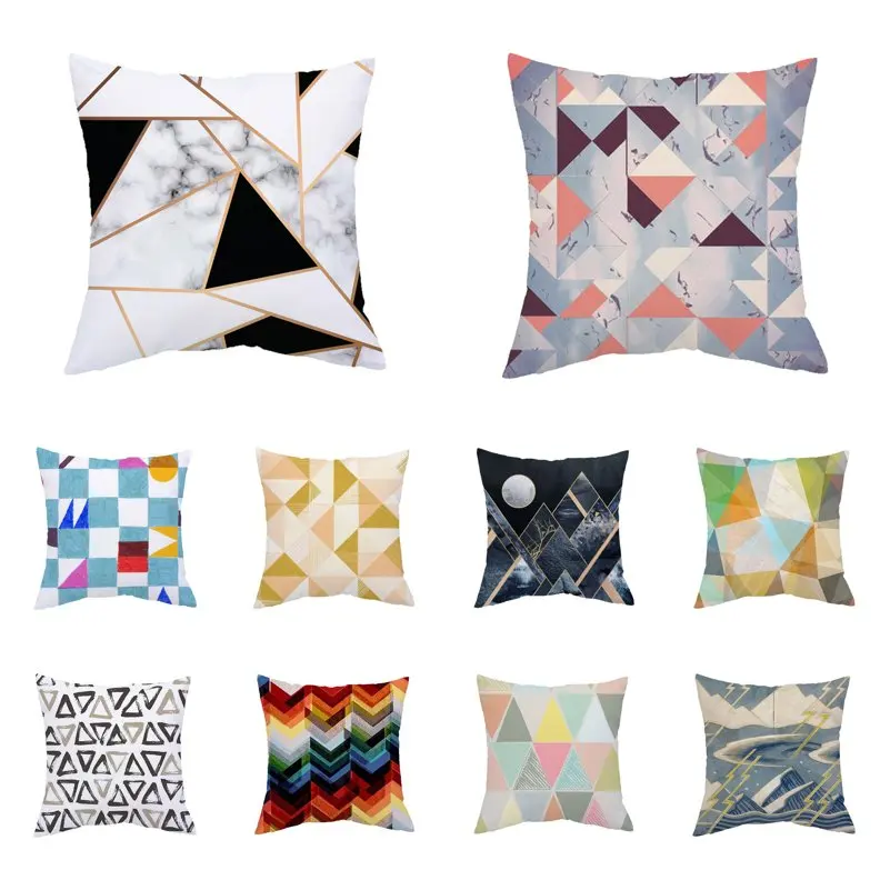 Chic Marble Geometric Sofa Decorative Cushion Cover Pillow Pillowcase Polyester 45*45 Throw Pillow Home Decor Pillowcover Q0555