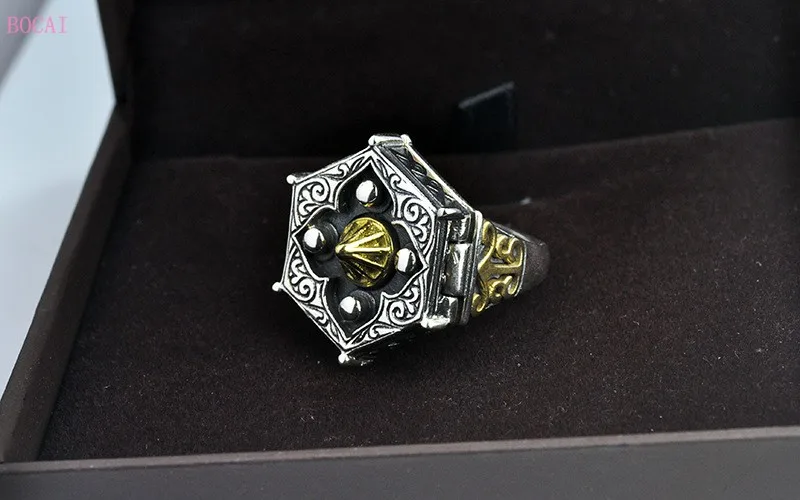 Новинка, модное Серебро S925, серебряное ювелирное изделие, восемь схем, кольцо в стиле ретро, тайское серебро, властное мужское широкое Открытое кольцо для мужчин