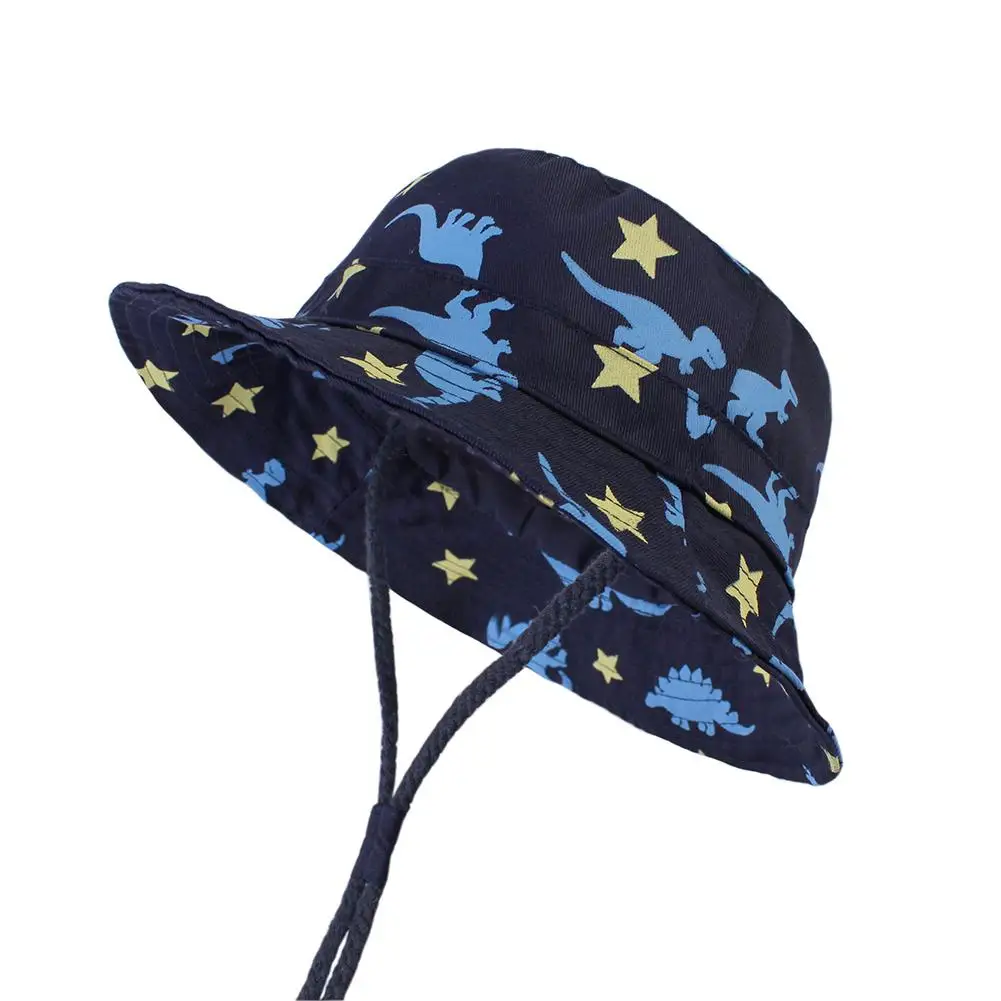 Studyset Boy Summer Sun Protection Fisherman Hat Dinosaur Pattern Bucket Hat baby cap flat top printing