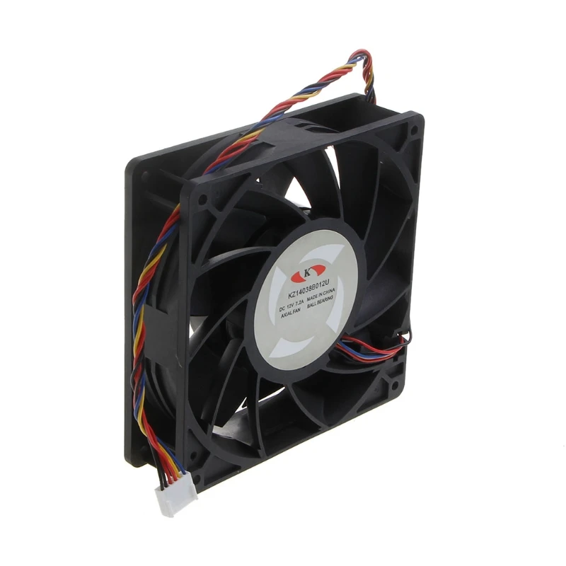 KZ14038B012U 140mm DC 12V 7.2A Cooling Fan 140x140x38mm 6-p Ball Bearing 7500 RPM 210CFM High Speed CFM CPU Cooler