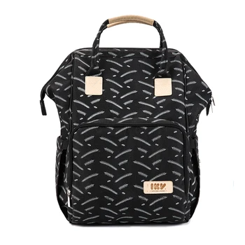 

Multi-function Baby Diaper Bag With Stroller Strap Insulated Bottle Pockets Black