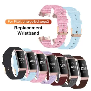 

Premium Canvas Replacement Wristband Sports Watch Band Strap Replacement Classic Band Strap for Fitbit Charge 3/4