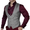 Double-Breasted Burgundy Waistcoat Wedding Men's Suit Vest Shawl Lapel Slim Waistcoat Steampunk 4