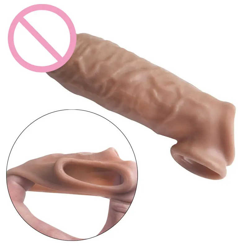 18 Adult Sex Toys For Man Silicone Enlargement Penis Sleeve Extender Reusable Sleeves Delay Ejaculation male sex toys penis vibrator sleeve
