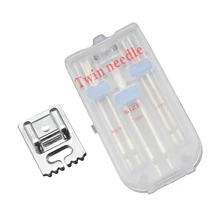  3pcs Twin Stretch Machine Needle with multifuctional Presser Foot Double Needles Pins Sewing DIY Craft Tool for Sewing Machine 