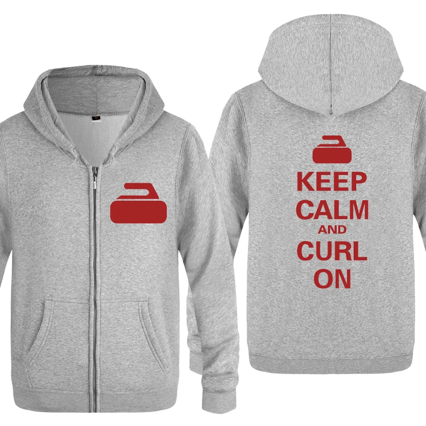 HUIY HOT Keep Calm and Curl On Curling креативные толстовки мужские мужские флисовые кардиганы на молнии толстовки с капюшоном - Цвет: HUIY HOT
