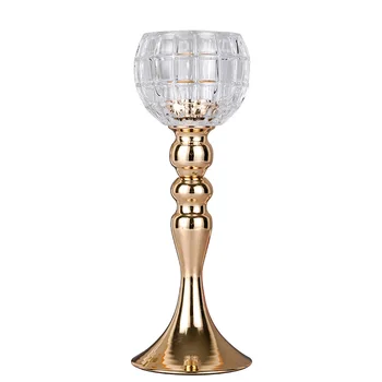 

New Metal Crystal Cut Glass Candlestick Candle Holder Candle Stand Tea Light For Coffee Dining Table Centerpieces Wedding CH152