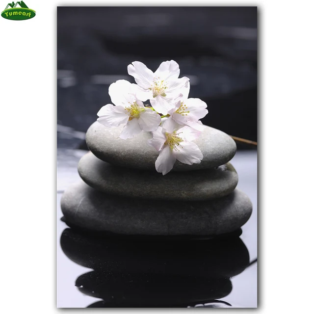 Yumeart Wall Art Print Spa Black Zen Stones Painting Red Pink White Orchid Flower Poster Wall Picture Bathroom Kitchen Decor Painting Calligraphy Aliexpress