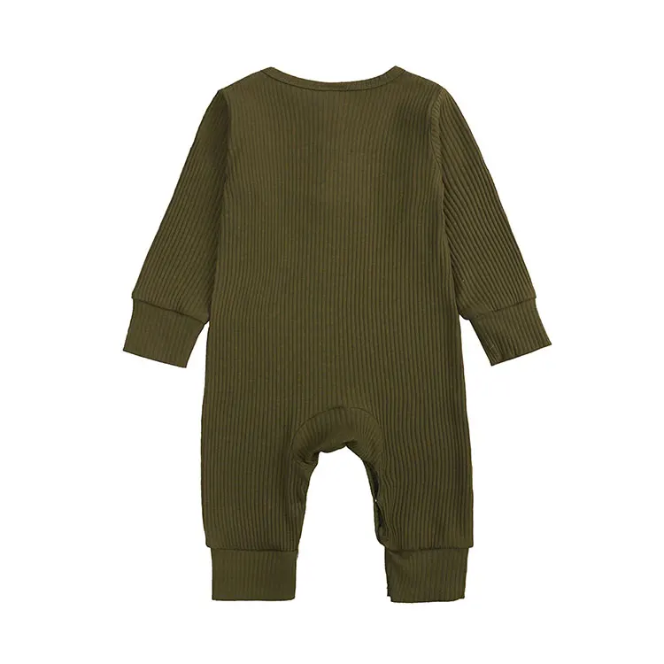 Baby Boy Romper Long Sleeve Knitted Ribbed Baby Clothes Girl Rompers Solid Color Toddler Romper Infant Clothing 0-24 Months Warm Baby Bodysuits 