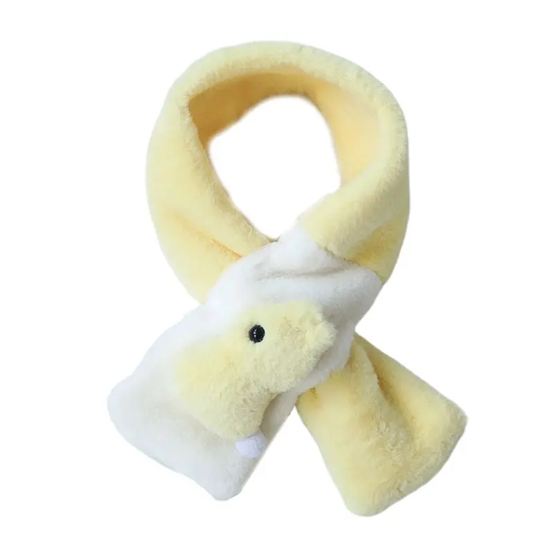 Теплый детский шарф контрастного цвета с плюшевым крестиком и галстуком-бабочкой; шарф с кроликом из мультфильма - Цвет: Yellow-1