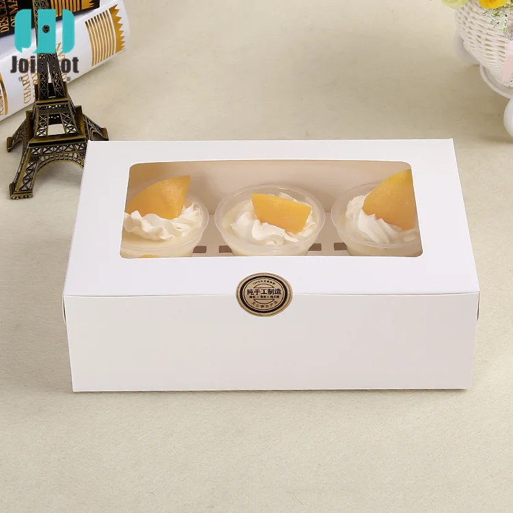 5 шт. коробка для кексов с окном белая крафт-бумага коробки для муссов и десертов коробка 6 стаканов держатели для тортов индивидуальные
