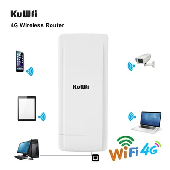 

KuWFi 4G Wifi Router CAT4 150Mbps Waterproof Outdoor Wireless CPE Router Unlocked SIM Card for IP Camera With 48V POE Adapter