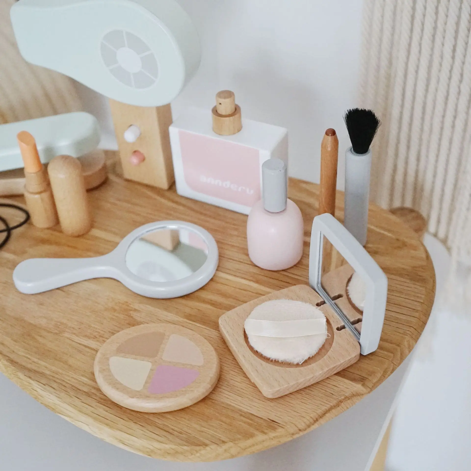 Trousse de maquillage en bois pour filles, jeu éducatif Montessori