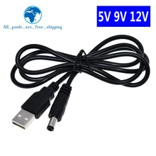 TZT Linha Usb Power Boost Dc 9 5v Dc v / 12v Step Up Módulo Conversor Usb Adaptador de Cabo Plugue 2.1x5.5mm