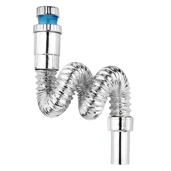 

Kitchen Basin Sewer Pipe Flexible Bathroom Sink Drains Downcomer Wash Basin Electroplated Plumbing Hose Pipe Tube