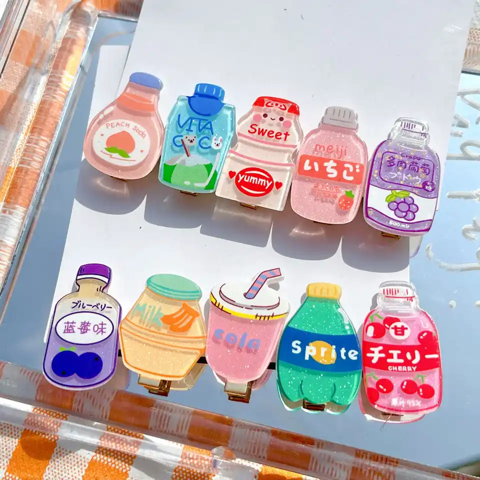 Xwen新ミルク茶飲料アヒルのくちばしヘアクリップ甘い側のクリップ前髪クリップかわいいガール春夏漫画ヘアアクセサリー Girl S Hair Accessories Aliexpress