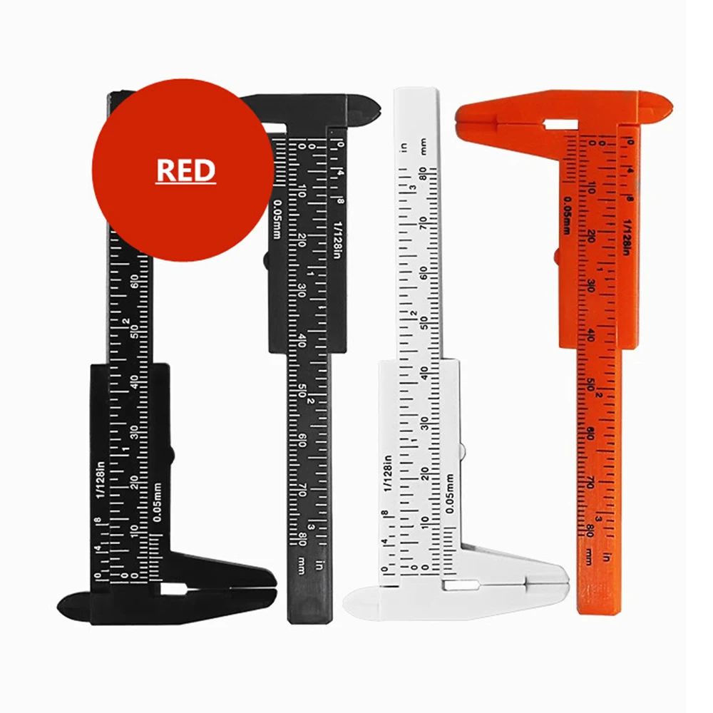 4 Pcs Mini Vernier Caliper Plastic Gauging Tools Calipers Measuring Tool Ruler 80mm for Measurement of Buttons Jade Jewelry