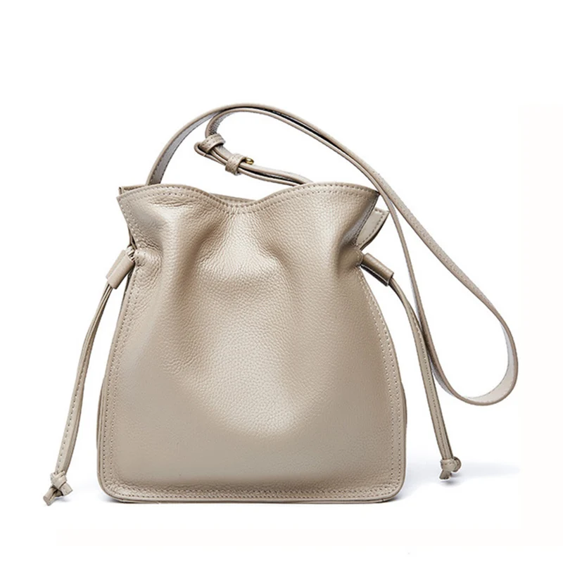 Bolsas de Couro Genuíno para Mulheres Bolsas de Moda Bolsas de Ombro Bolsas do Mensageiro Balde Pequenos Vaca Senhoras 2020