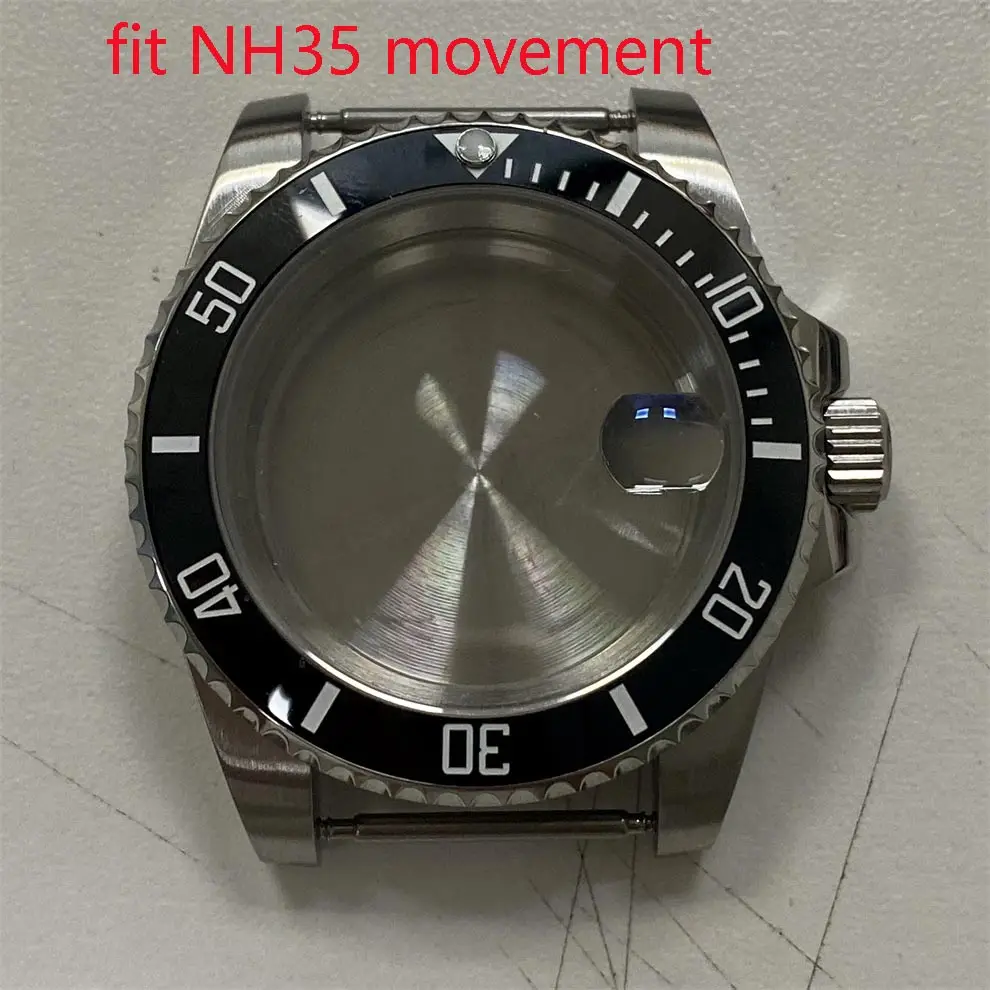 

316L Stainless Steel Watch Case 40mm Case Sapphire Glass Aluminum Bezel Watch Accessories Suitable for NH35 Mechanical Movement
