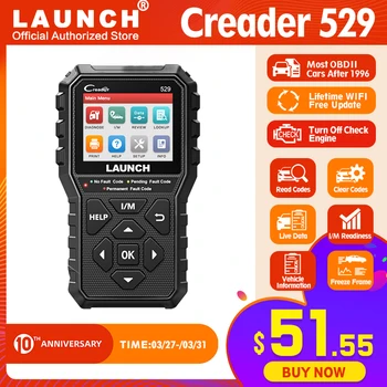 

Launch CR529 OBD OBD2 OBDII EOBD Scanner Diagnostic Tool Automotive Scanner Full OBD Function Code Reader PK Launch CR3001 CR319