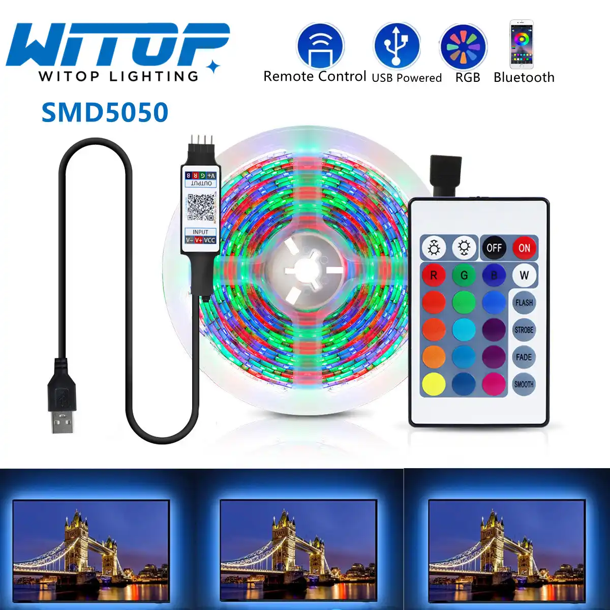 Bluetooth Edストリップライトusb 5050smdダイオードdc5vフレキシブルledランプナイトテープリボンrgb 1m2m3m4m5mテレビデスクトップ画面のバックライト Led ストリップ Aliexpress