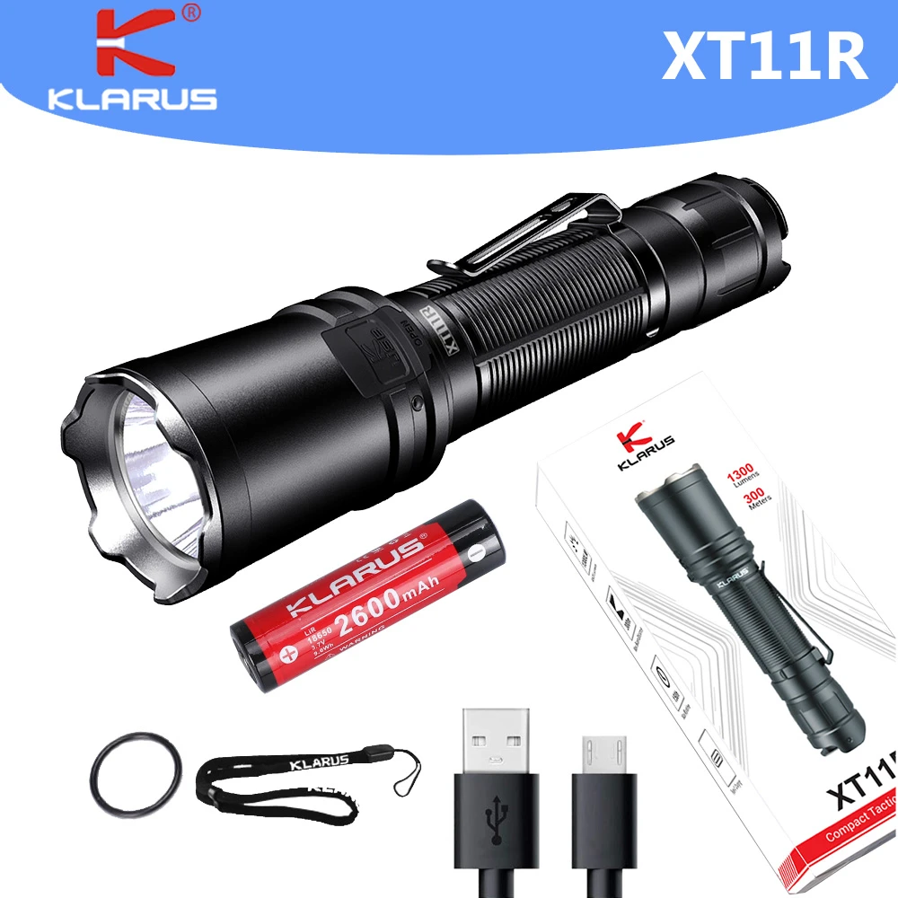 onderdak Pessimistisch Presentator Klarus XT11R Krachtige Led Zaklamp SST 20 1300 Lumen Type C Opladen Zaklamp  Met 18650 Batterij Voor Politie Zoeken|LED-zaklampen| - AliExpress