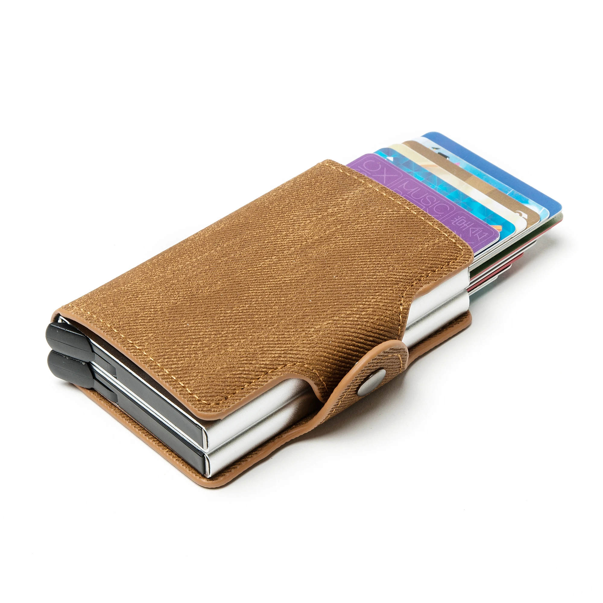 Bycobecy 2022 New RFID Blocking Card Holder Anti theft Metal Double