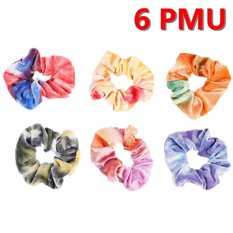 6 Pcs scrunchies 05 5/6 шт., бархатные резинки для волос, набор, однотонный цвет, волнистый конский хвост, держатель, резинки для волос, кольцо, эластичные резинки для волос для девочек, аксессуары для волос - Цвет: 6 Pcs scrunchies 05