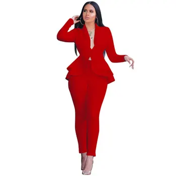 

Plus Size Office Ladies Two Piece Set Top and Pants Elegant Female White Casual Business Matching Suit Sets Women Clothing